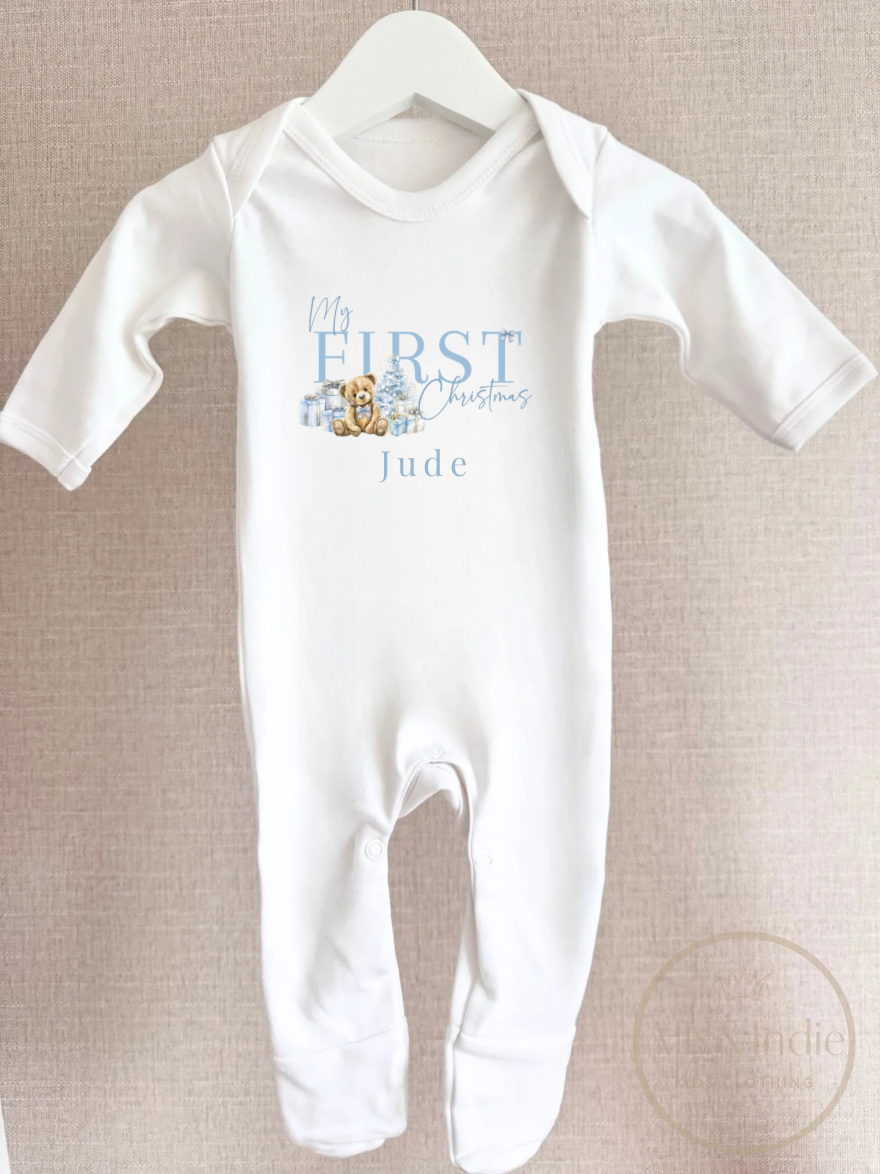 First Christmas Romper Blue