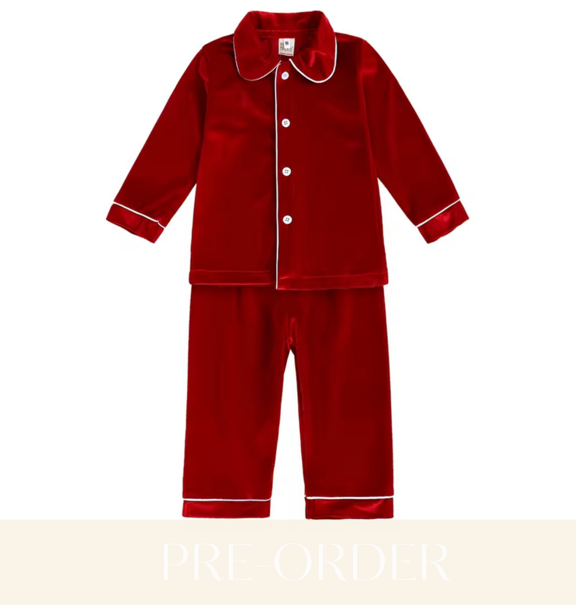 Boys Red Velvet Pyjamas