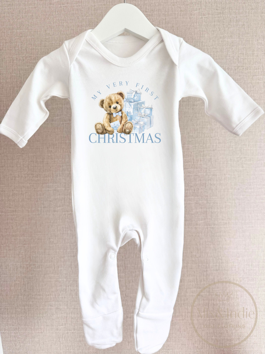 My Very First Christmas Romper Blue