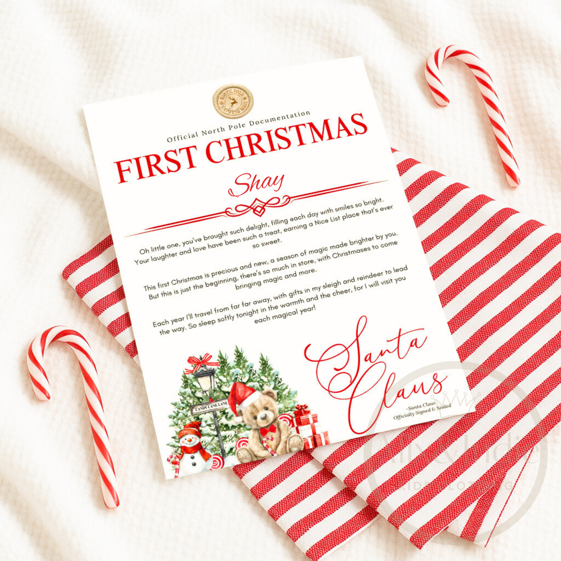 Candy Cane Santa Letters - Includes Envelope
