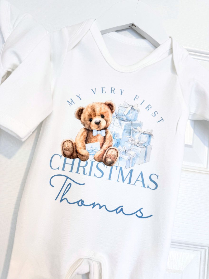 My Very First Christmas Romper Blue