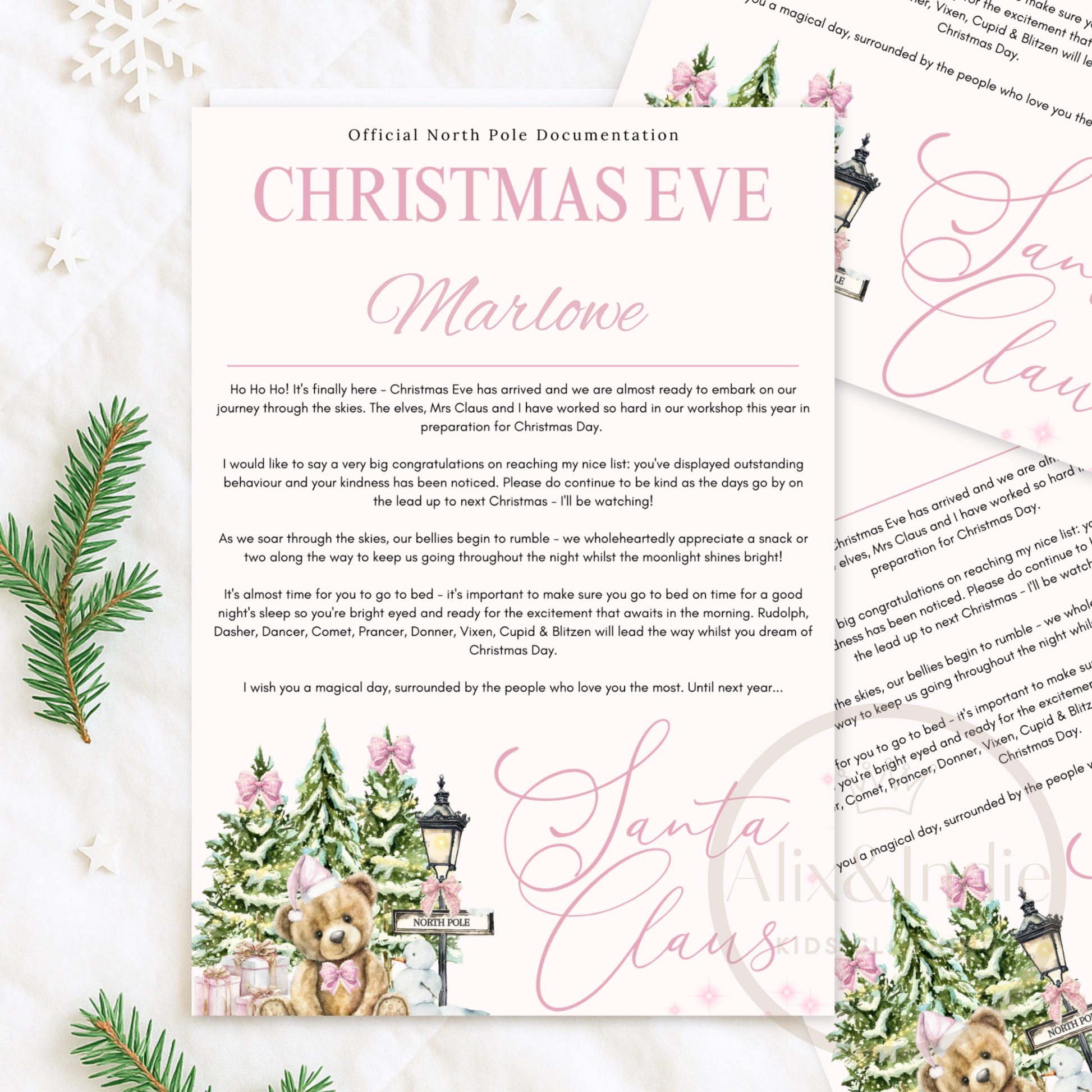 Pink Santa Letters - Includes Envelope