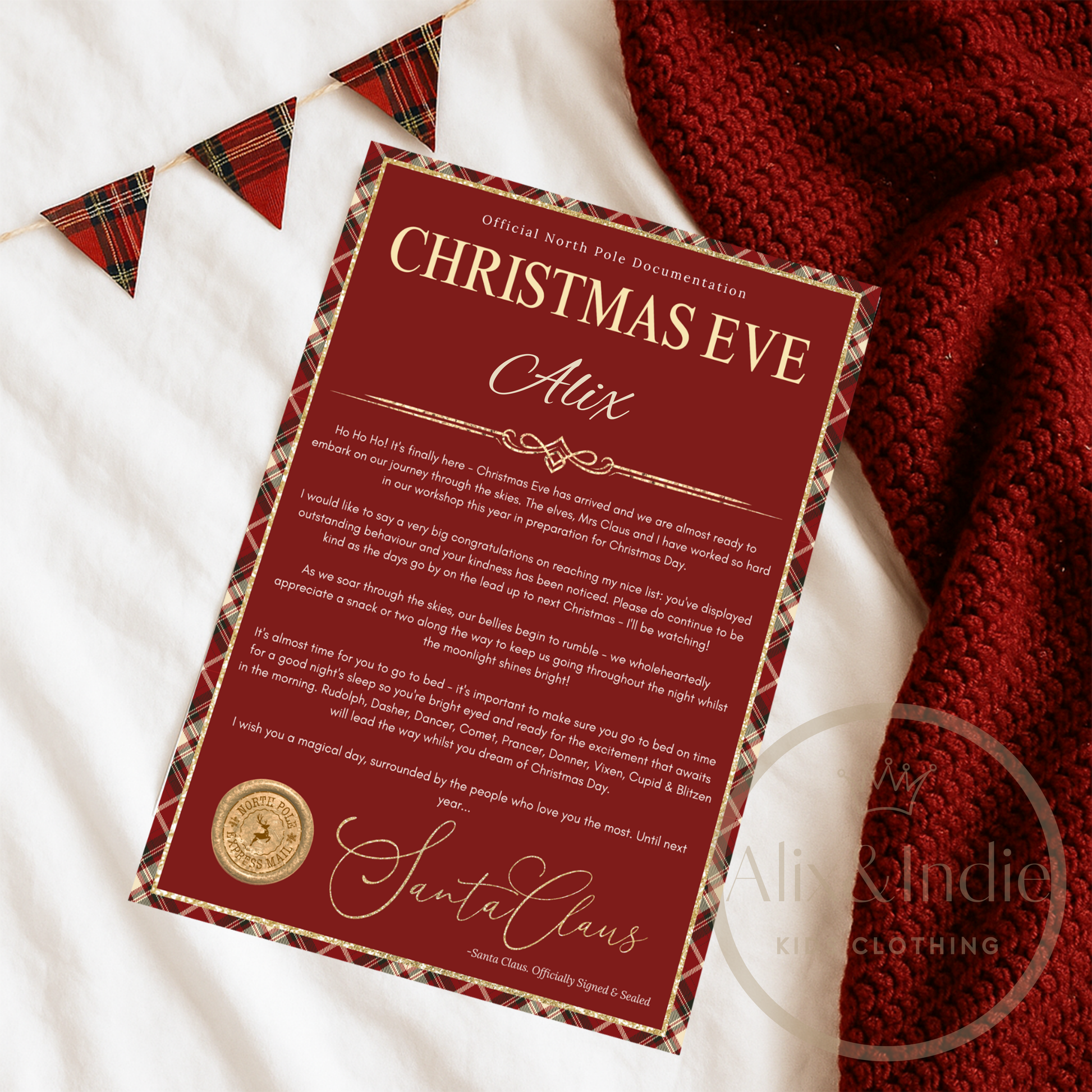 Tartan Santa Letters - Includes Envelope