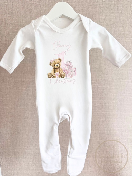 1st Christmas Romper Pink