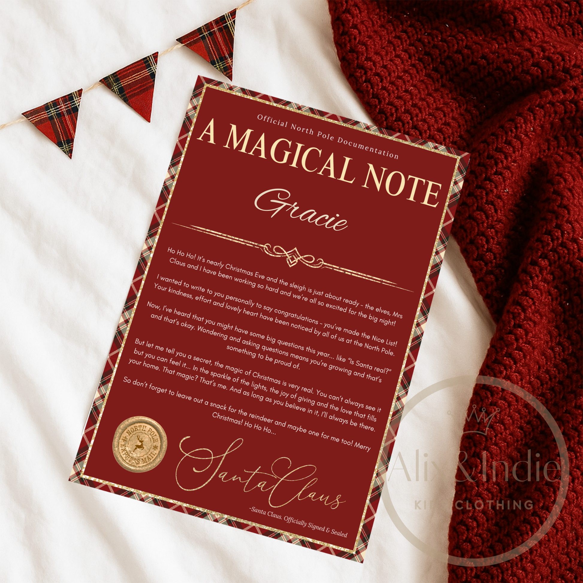 Tartan Santa Letters - Includes Envelope