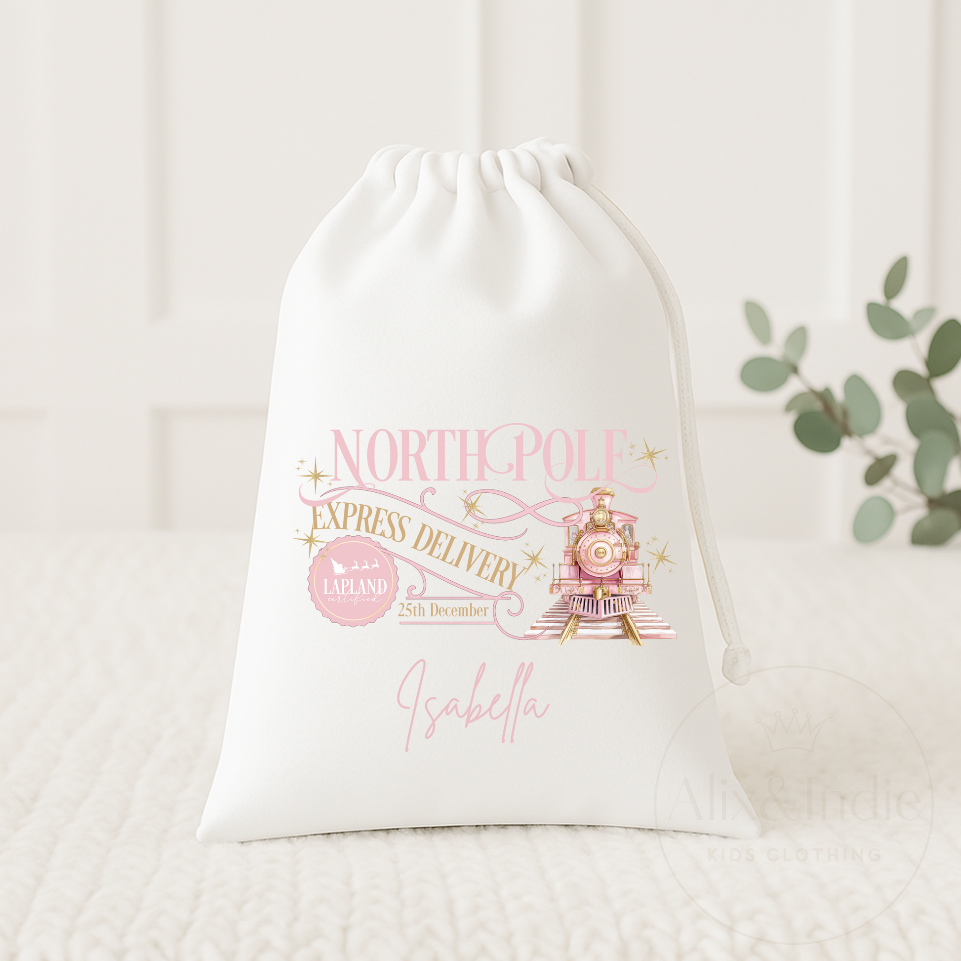 Drawstring Bag Small - North Pole Pink