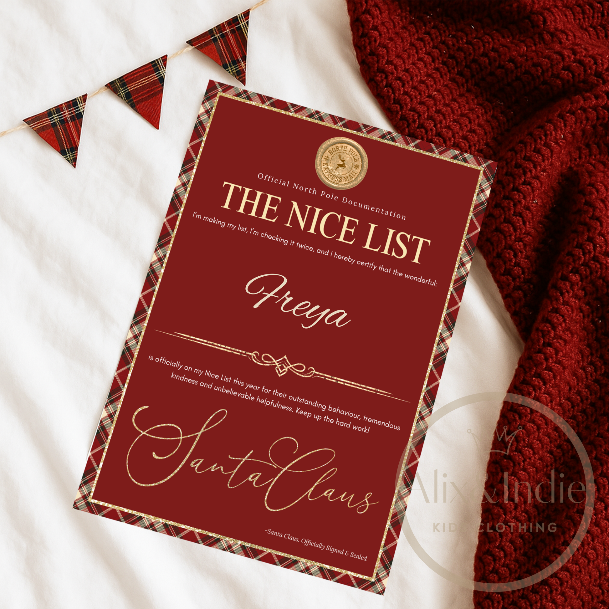 Tartan Santa Letters - Includes Envelope