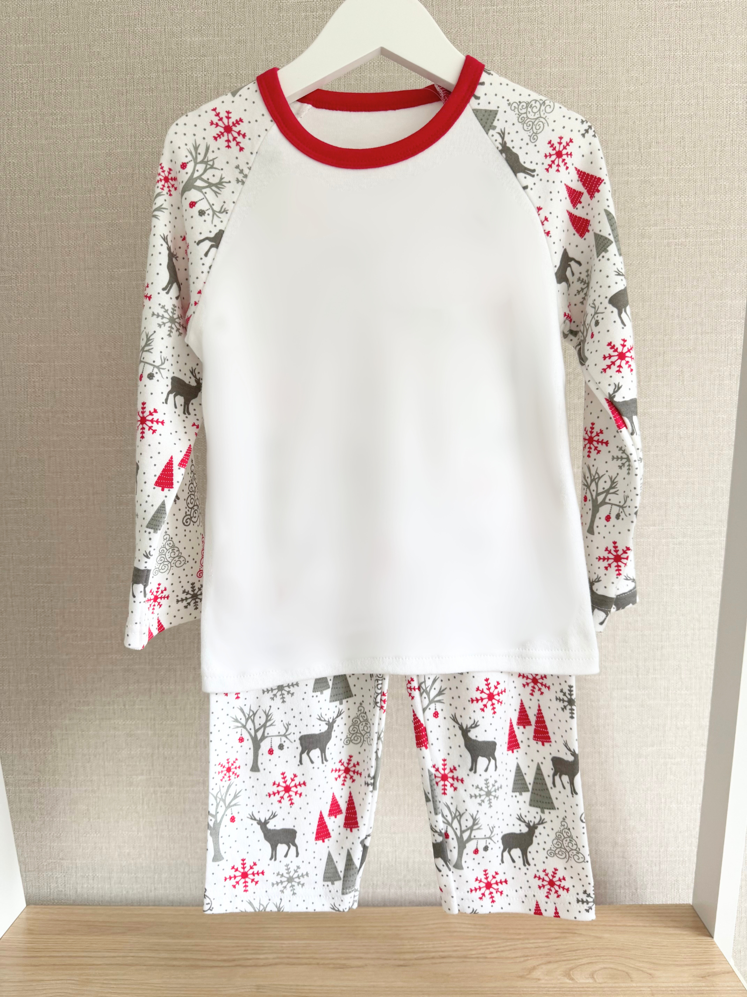 Ladies Grey & Red Reindeer Pyjamas