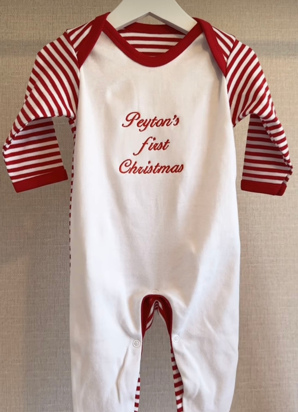 Candy Stripe Embroidered Romper