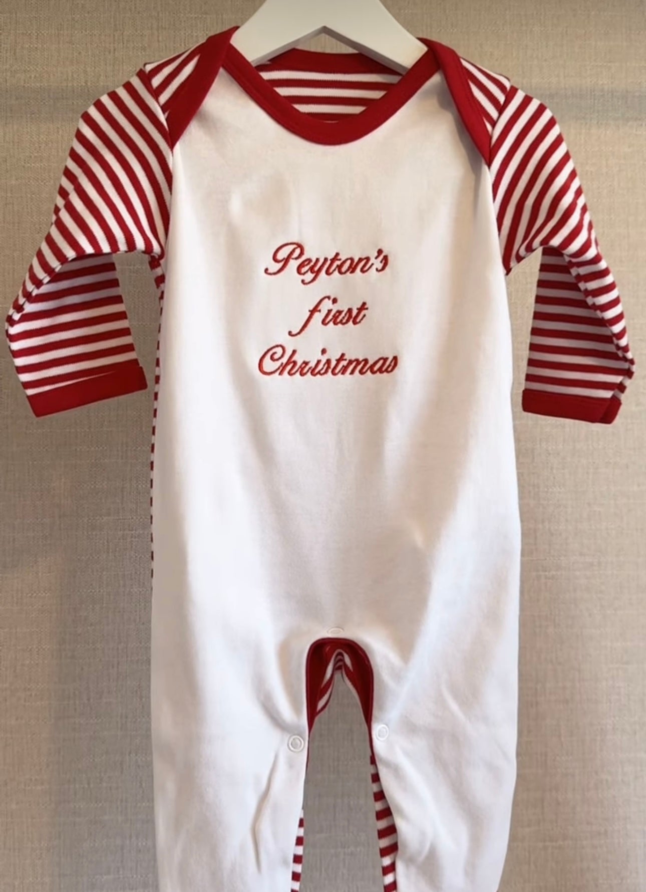 Candy Stripe Embroidered Romper