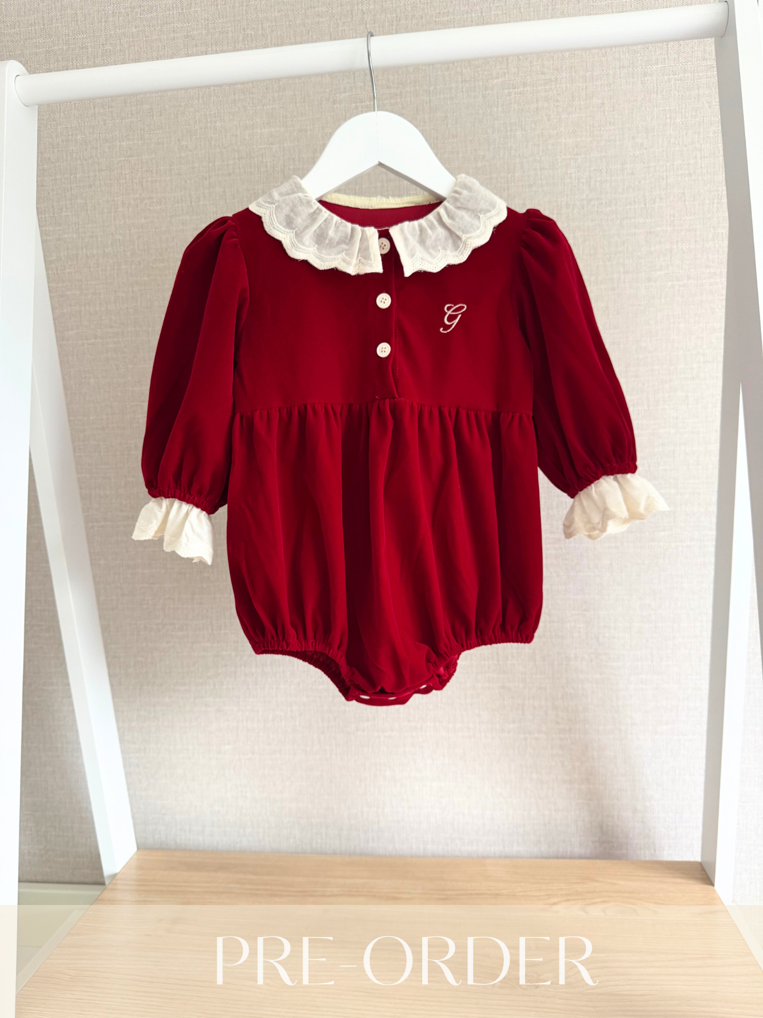 Velvet Red Baby Romper